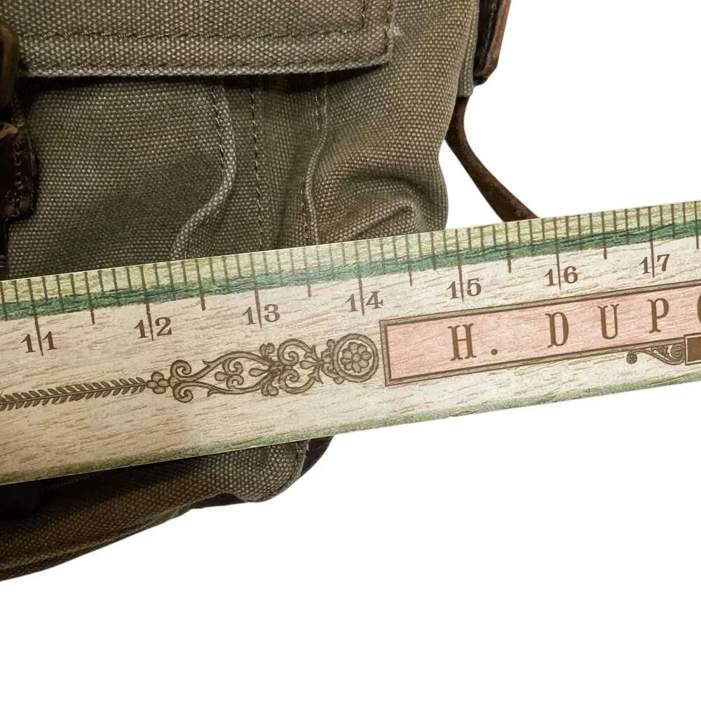 Vintage Military Leather Canvas Laptop Bag Messenger Army Green Adjustable Strap